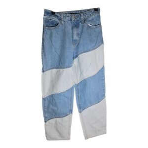 Wild Fable Womens High Rise Straight Leg Jeans Two-Tone Light‎ Wash Size 4 Fun